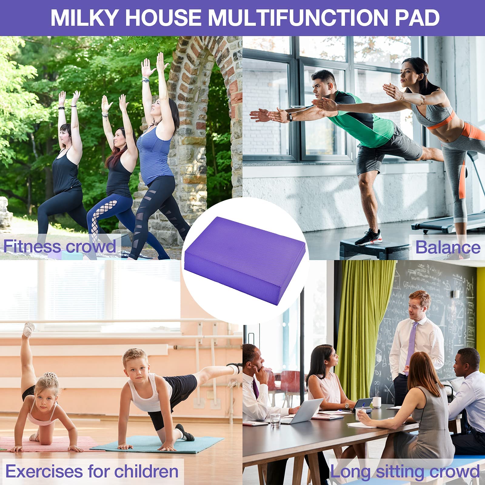Balance Board, Foam Pad Yoga Mat, Balancing Exercises Mat, Non-Slip Knee Rocker Board Physical Therapy Cushioned Turn Boards For