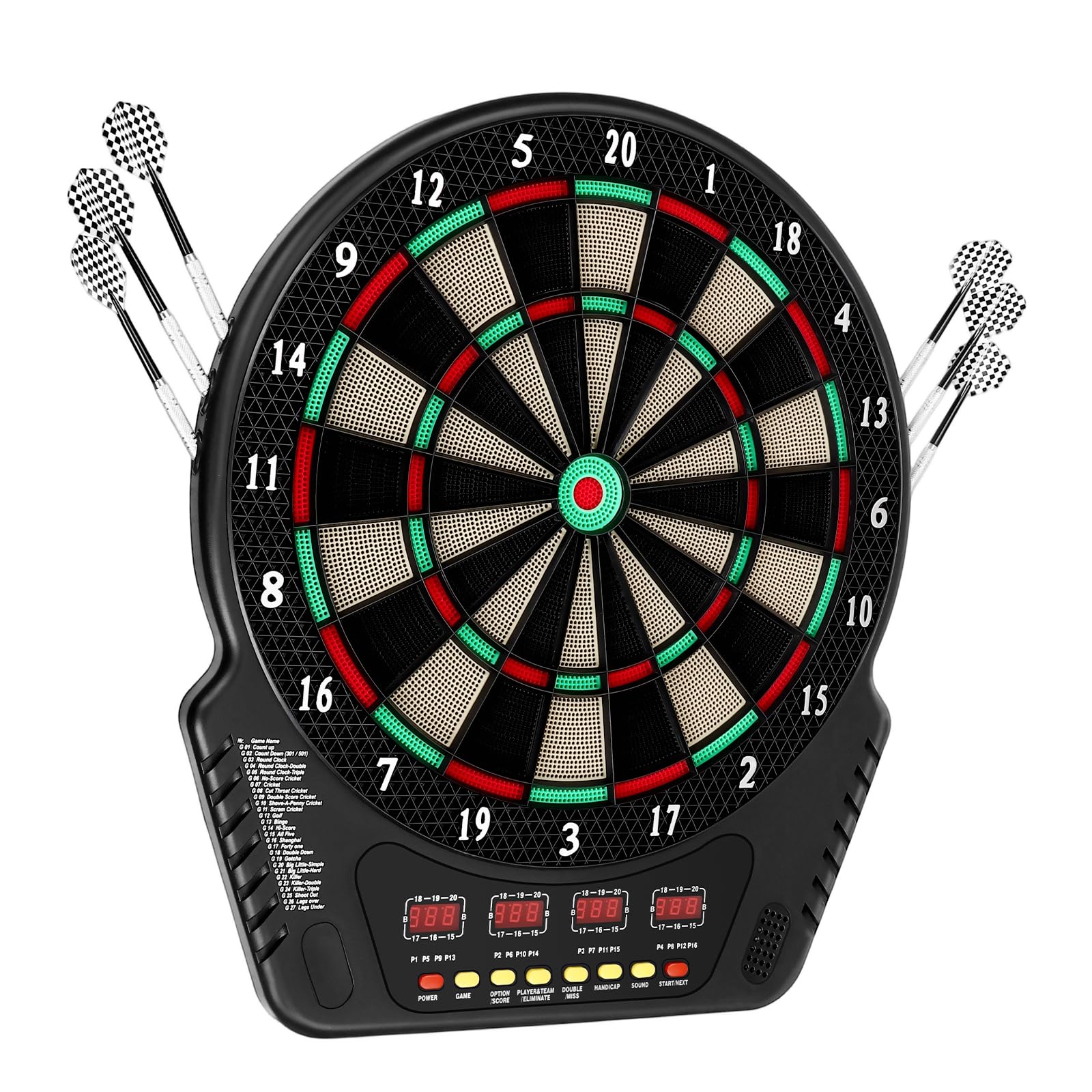 Electronic Dart Board with 27 Games & 243 Modes - 16 Player Smart Scoring Dartboard with LED Display, Voice Prompts & Soft-Tip D