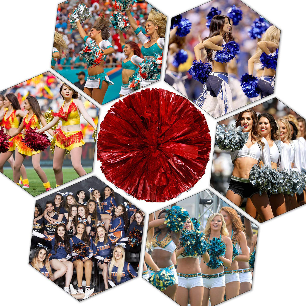 Pack Of 4 Cheerleading Pom Poms 12 Inch 80G Foil Plastic Metallic Cheerleader Pom Poms For Cheer Sport Kids Adults Team Spirit C
