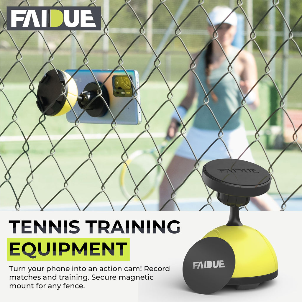 Faidue Tennis & Pickleball Training Equipment - Fence Smartphone Camera Mount, Tennis Practice Equipment, Iphone & Android Camer