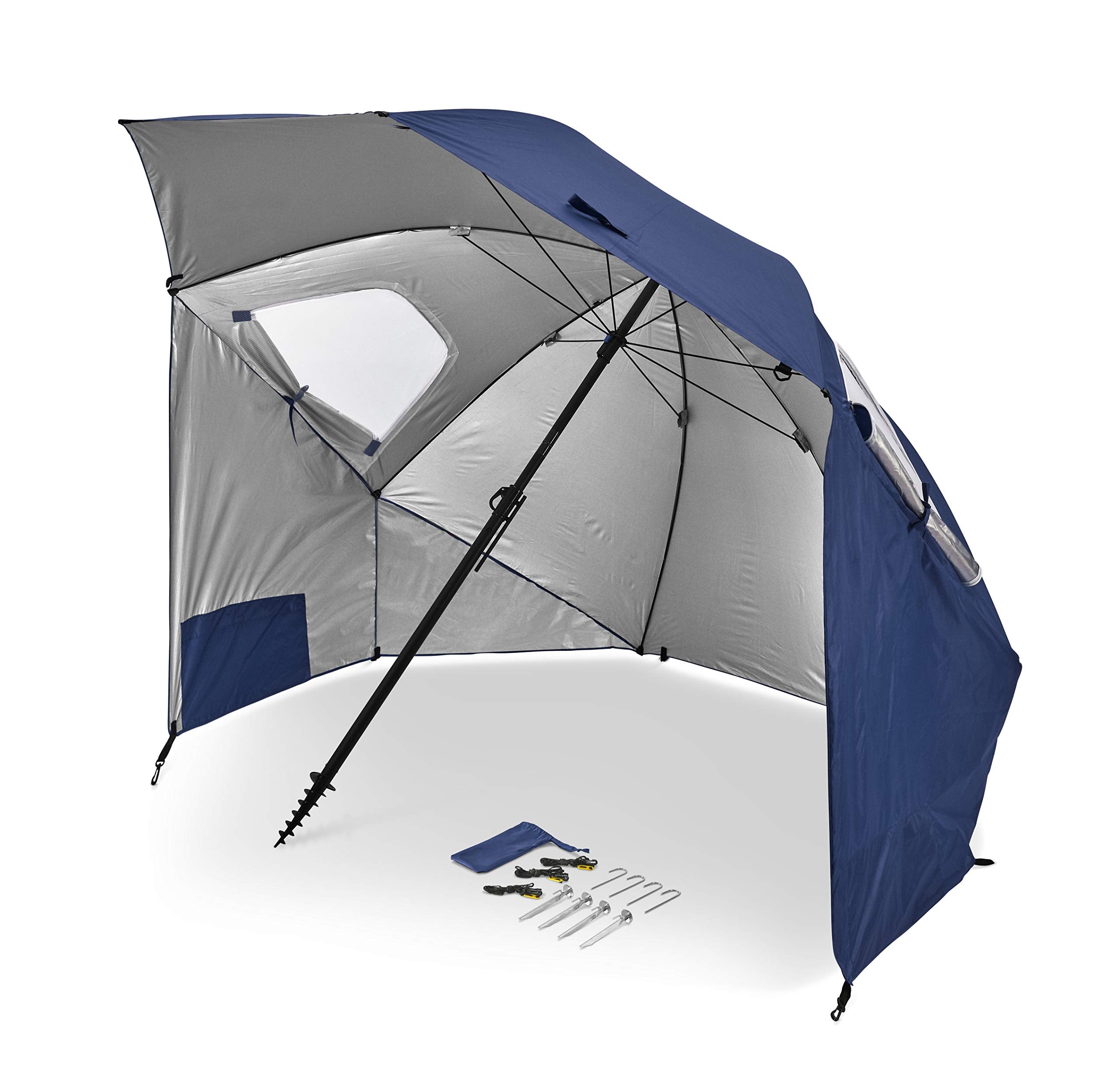 Sport-Brella Premiere Xl Upf 50+ Umbrella Shelter For Sun And Rain Protection (9-Foot, Blue)