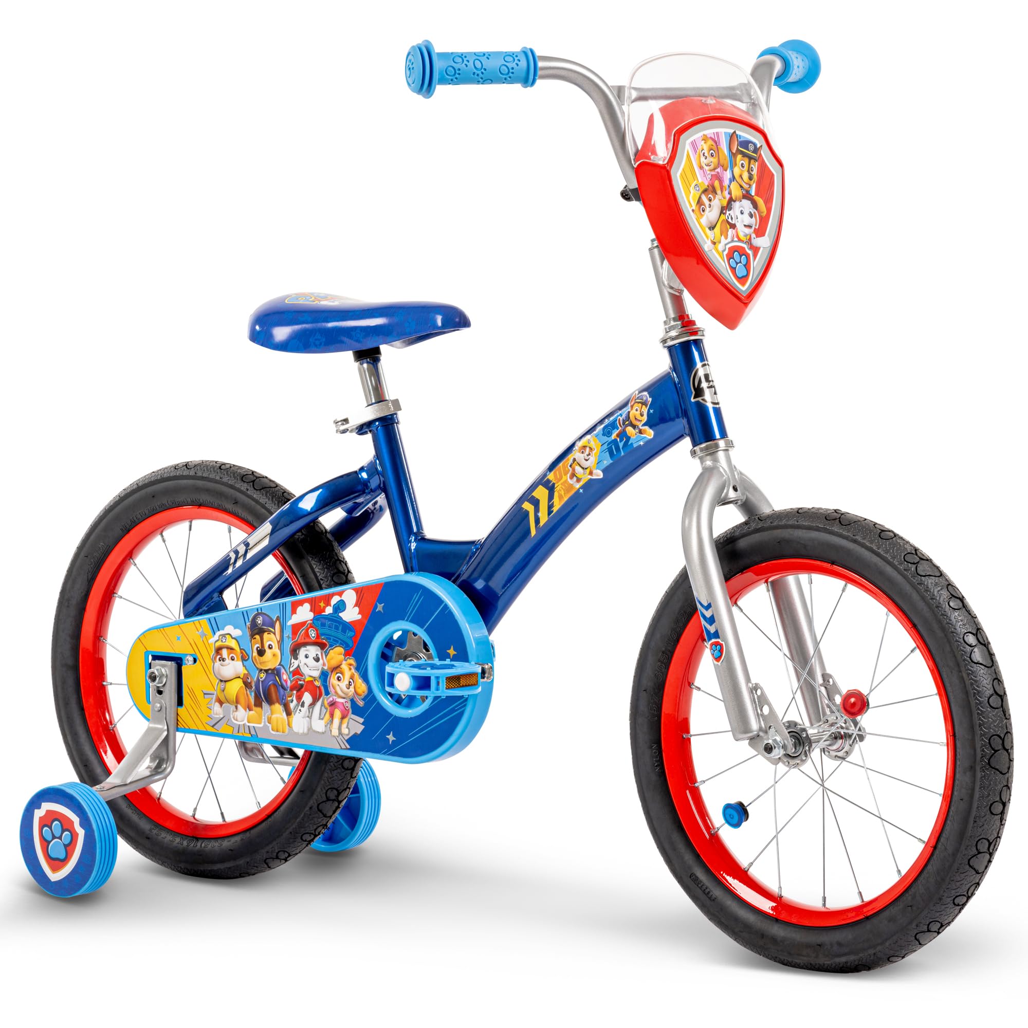 Huffy Paw Patrol Kids Bike, 12 Wheels - Ideal for Ages 3-5 Years Old, Single-Speed with Training Wheels, LED Spoke Lights, Adjus