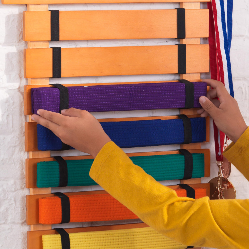 Kidkraft Martial Arts Wooden Belt Holder Hanging Display For 8 Belts (Unpersonalized)