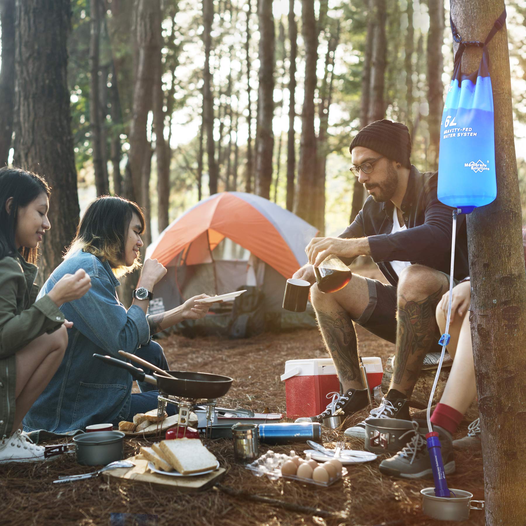 Membrane Solutions Gravity Water Filter Pro 6L, Nsf/Ansi 42&372&401 Certified, 0.1 M Versatile Water Purifier Camping With Adjus