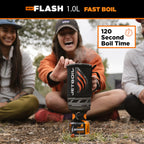 Jetboil Flash 1.0L Portable Fast Boil Stove For Camping And Backpacking With 1-Step Auto Ignition, New For 2025, Propane/Isobuta