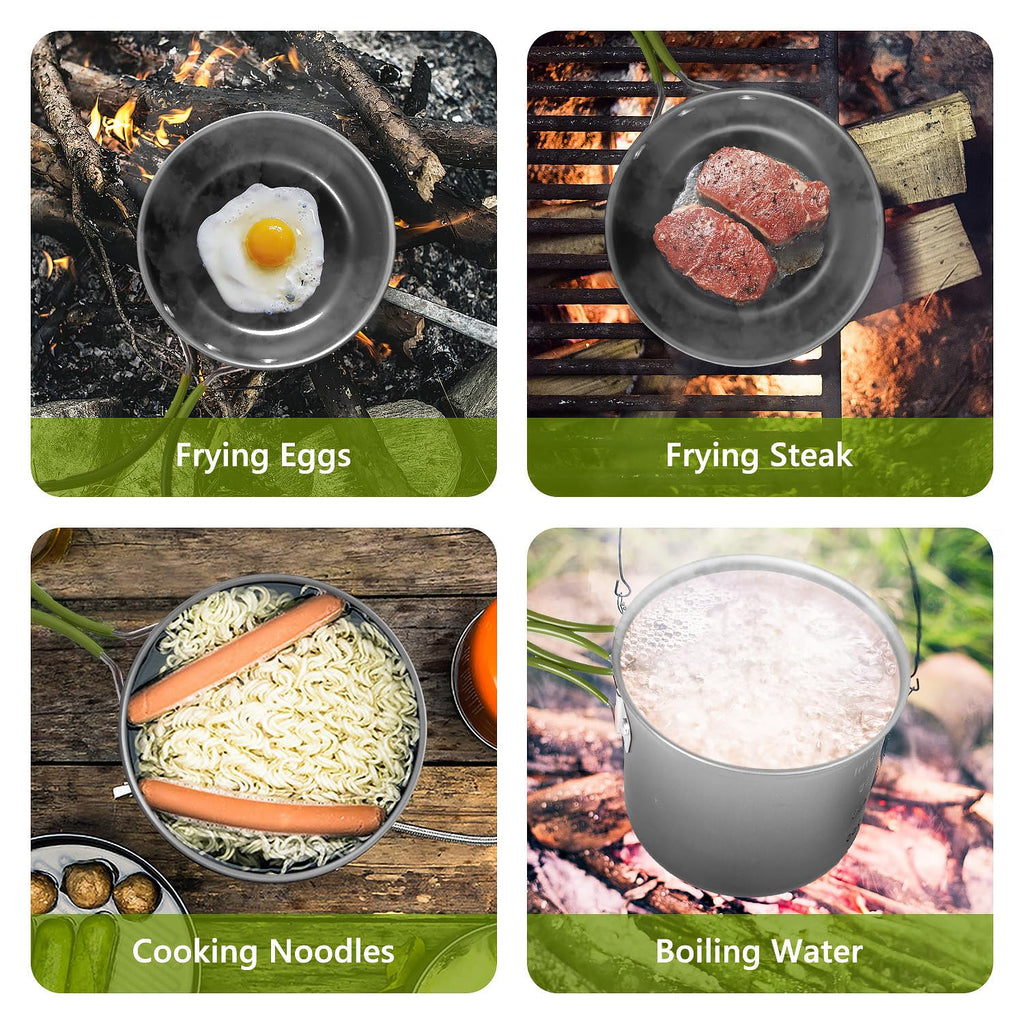 Camping Cookware Set With Stove, Portable Camping Mess Kit With Non-Stick Pots?Pans Set And Folding Fork, Lightweight Backpackin