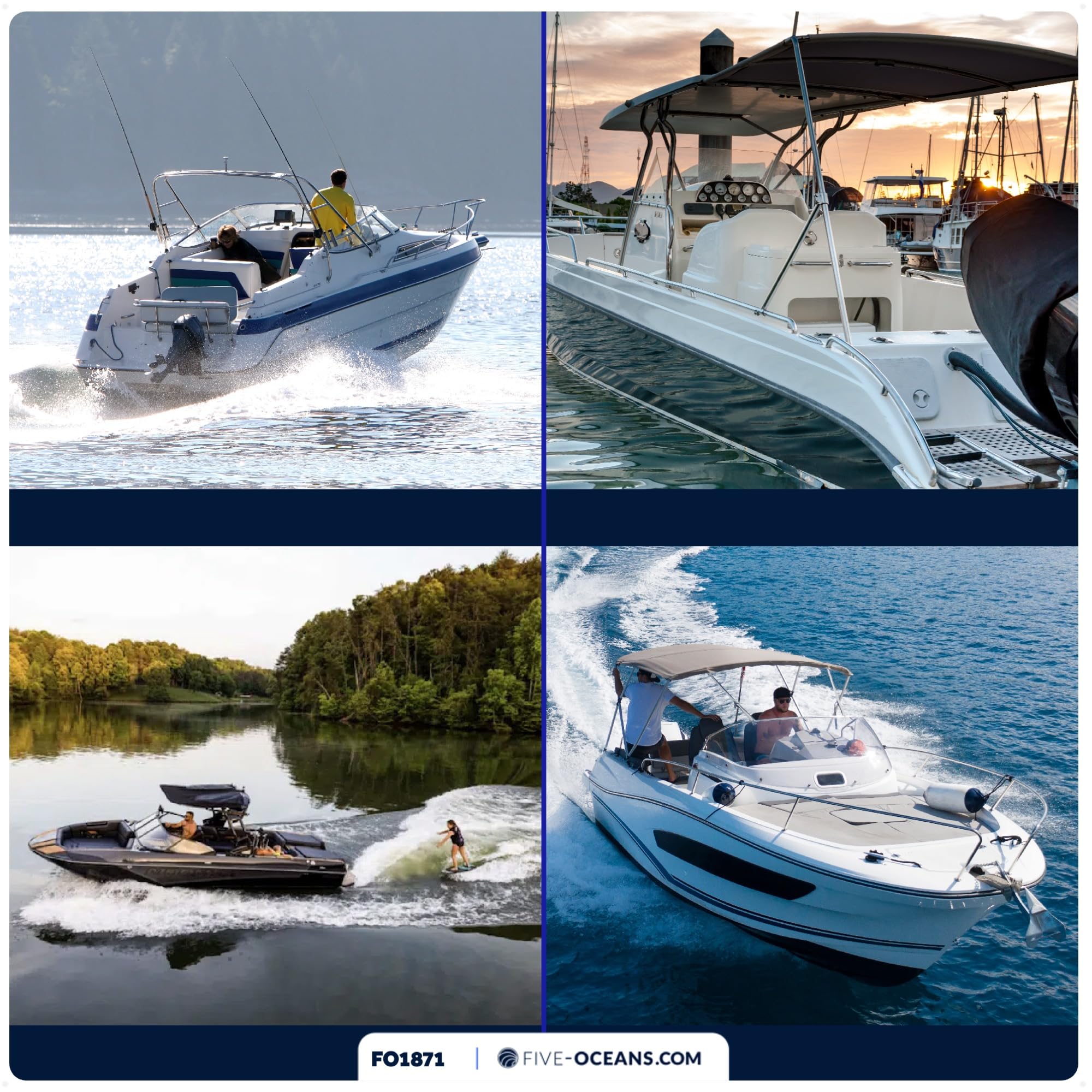 Five Oceans Outboard Motor Muffs, Universal Outboard Motor Flusher, Black Pvc Marine Grade Round Muffs, Coated Steel Bracket, In