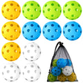 Coopay 12 Pack Baseball Practice Baseballs Plastic Hollow Soft Balls with a Drawstring Bag for Hitting, Baseball Training Indoor