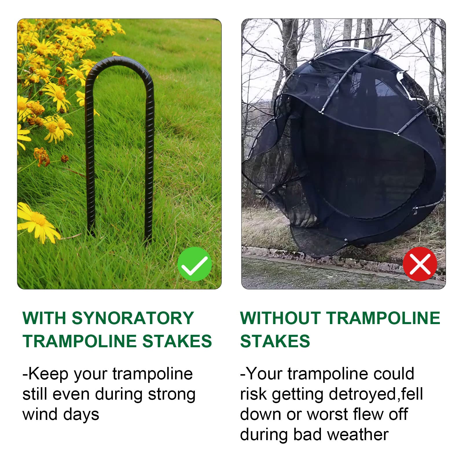 Trampoline Stakes Anchors Trampoline Accessories Wind Stake 12 Inch Heavy Duty High Wind Stake Safety Ground Anchor Galvanized S