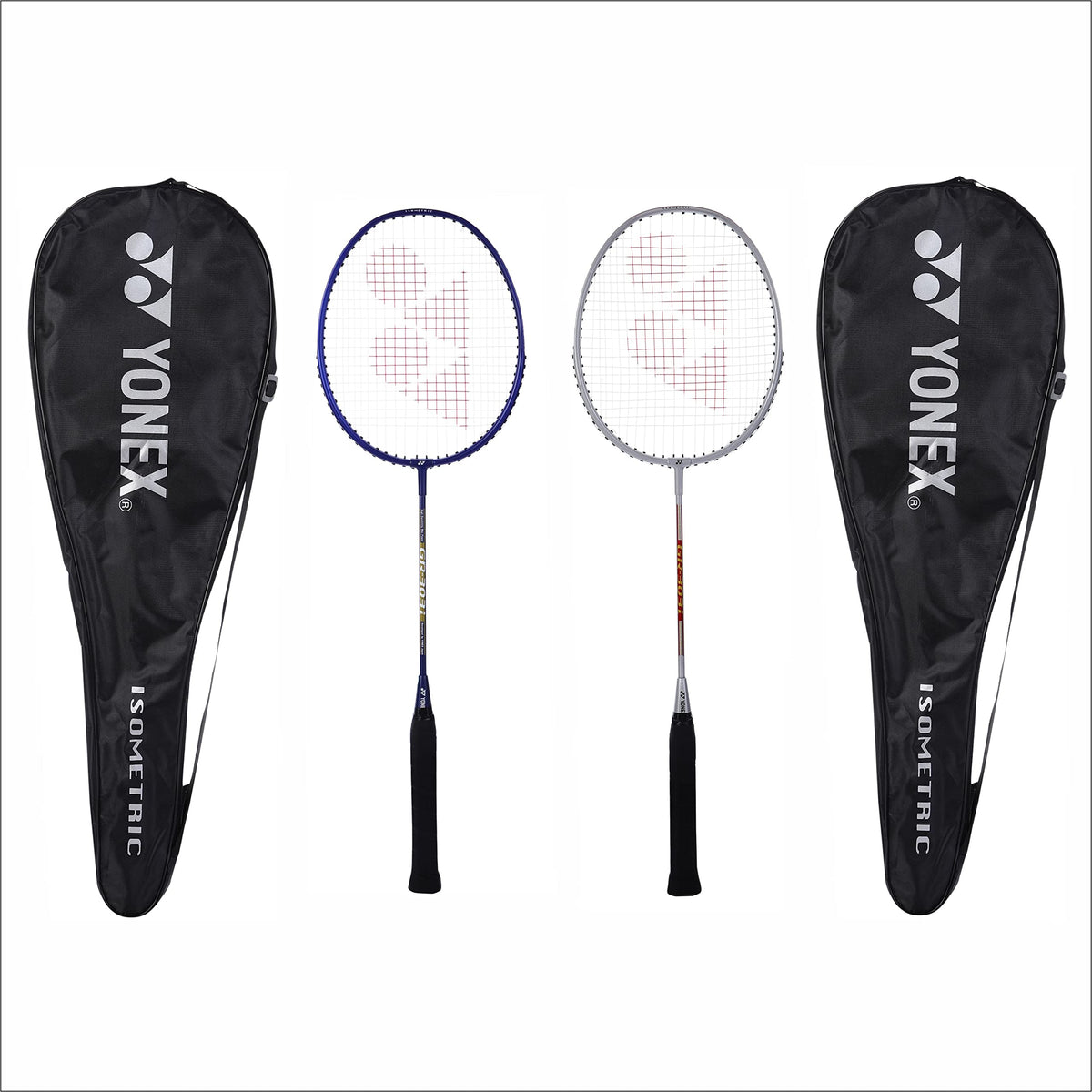 YONEX Aluminium Badminton Racquet Gr 303I Made in India Pack of 2 with Full Cover (Deep Blue/Deep Blue)