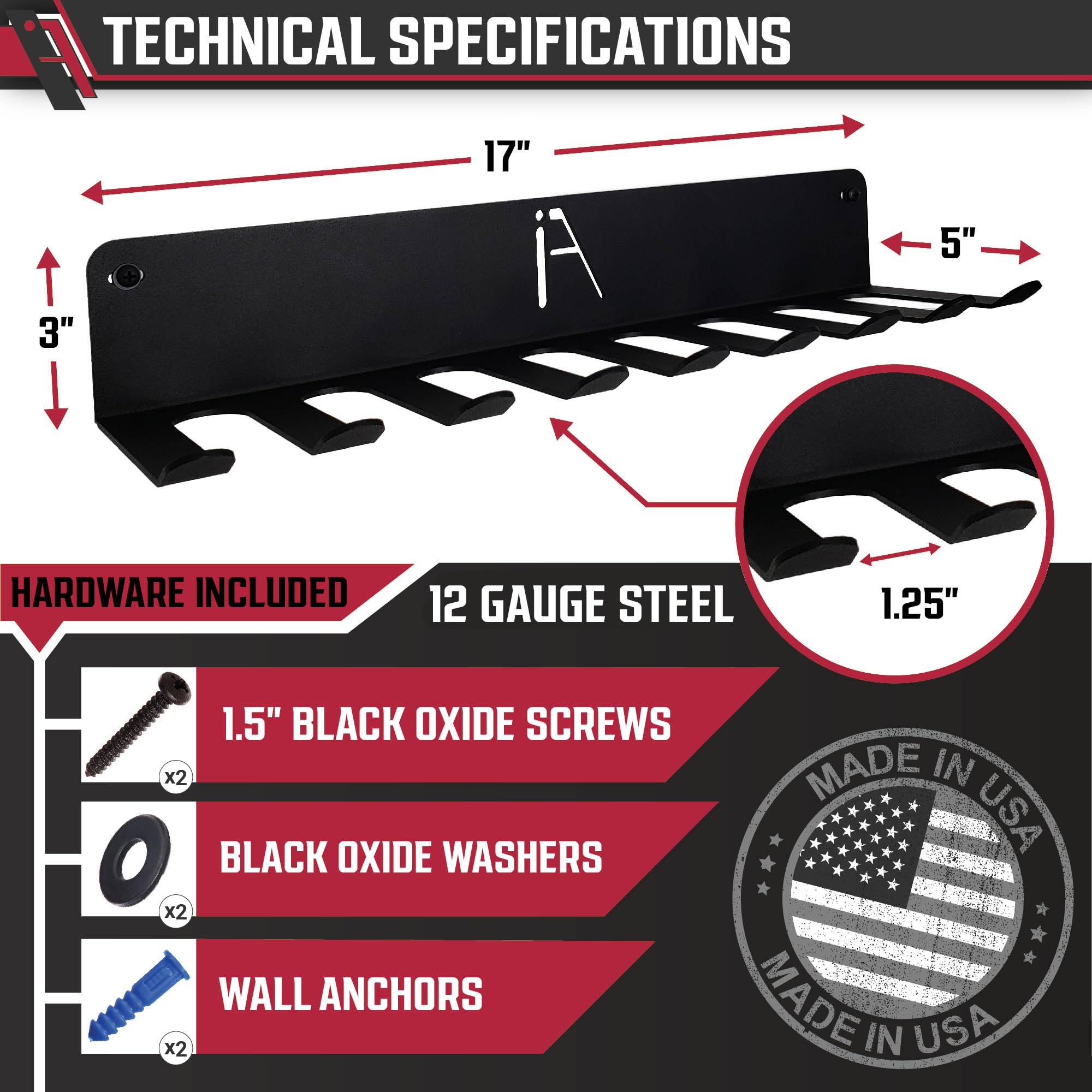 Iron American Multi-Purpose Omega Gym Storage Rack 9 Or 11 Gym Hook Heavy-Duty Gym Wall Organizer Gym Hanger, Gym Accessory Stor