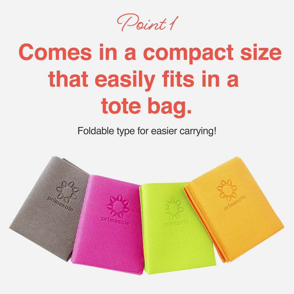 Primasole Folding Travel Yoga Mat Foldable Light Weight Easy To Carry To Workout Fitness Class Beach Park Travel Picnics 4Mm Thi
