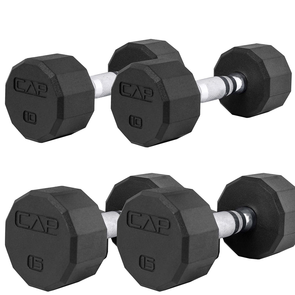 Cap Barbell 50 Lbs Coated 12 - Sided Dumbbell Set, 10Lbx2, 15Lbx2