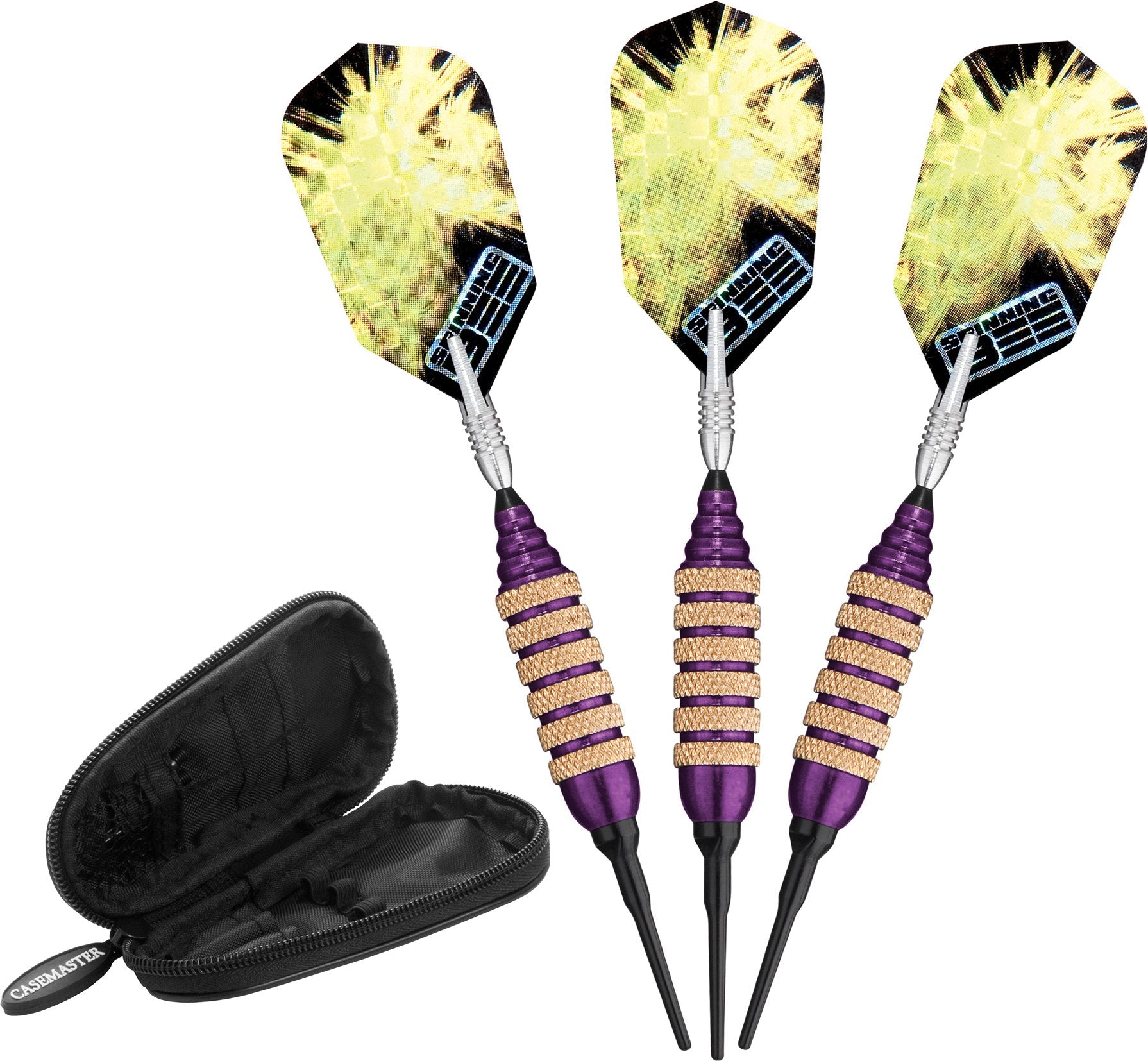 Viper Spinning Bee Soft Tip Darts With Casemaster Storage/Travel Case, Purple, 16 Grams