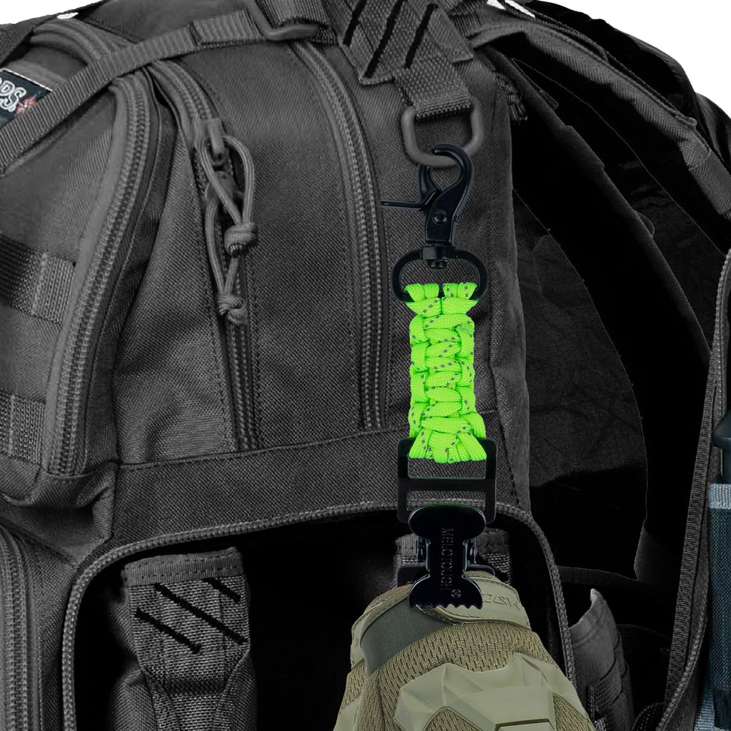 Melotough Tactical Glove Clip Braided Paracord Gloves Clips Holder For Hunting, Hiking, Camping, Outdoor Activities(Lime)