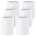 Wettarn 6 Pcs 4 Inch Wrist Sweatbands for Grips Sport Cotton Elastic (White, Unisex) - Tennis, Gymnastics, Basketball, Football,