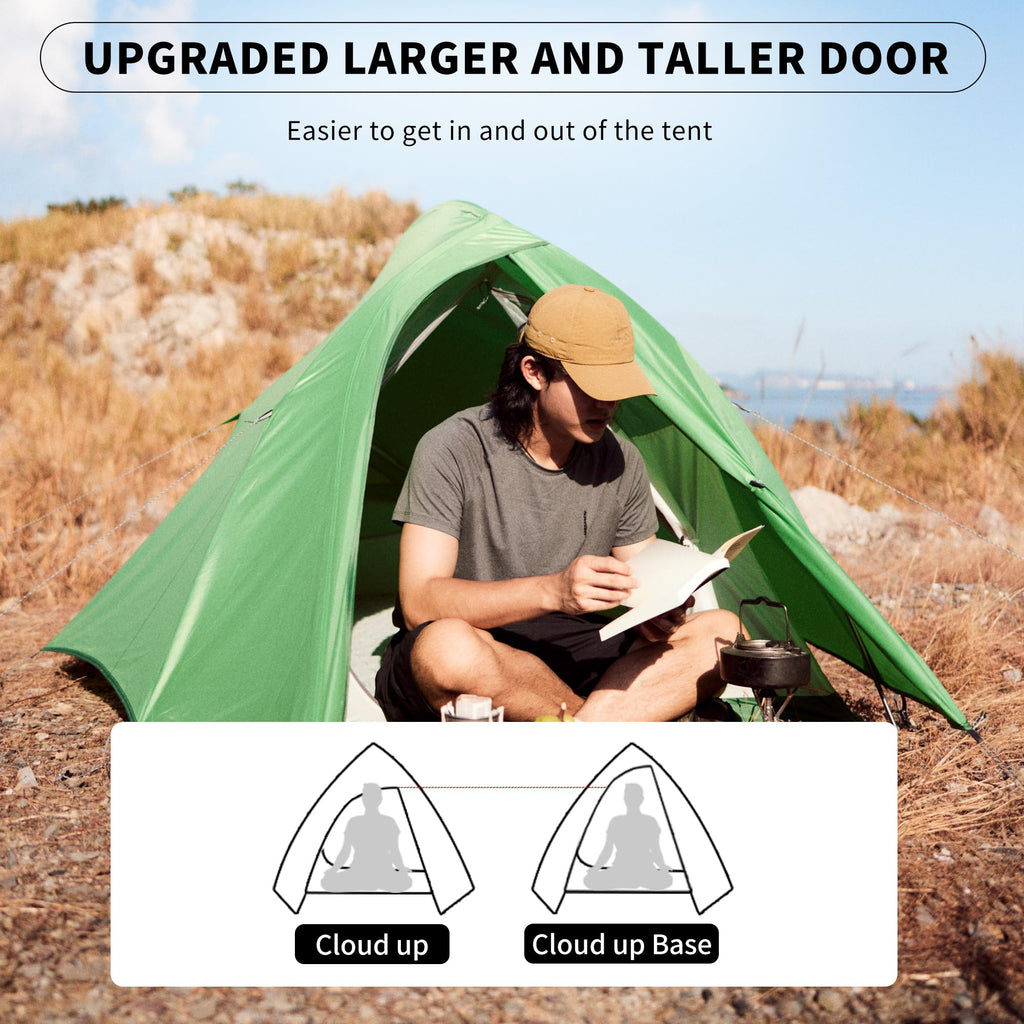 Naturehike Cloud Up Pro Backpacking Tent, Waterproof Lightweight 2 Person Tent For Camping, Double Layer Two Person Tent With Fo