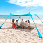 Botindo Family Beach Tent Canopy Sun Shade, Pop Up Grande Beach Tent Sun Shelter Stability 4 Poles With Portable Carry Bag Outdo