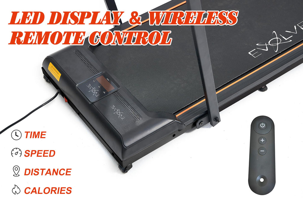 Walking Pad Treadmill With Foldable Handle Bar - Under Desk Treadmill For Home & Office | Remote Control, Bluetooth Speaker, Led