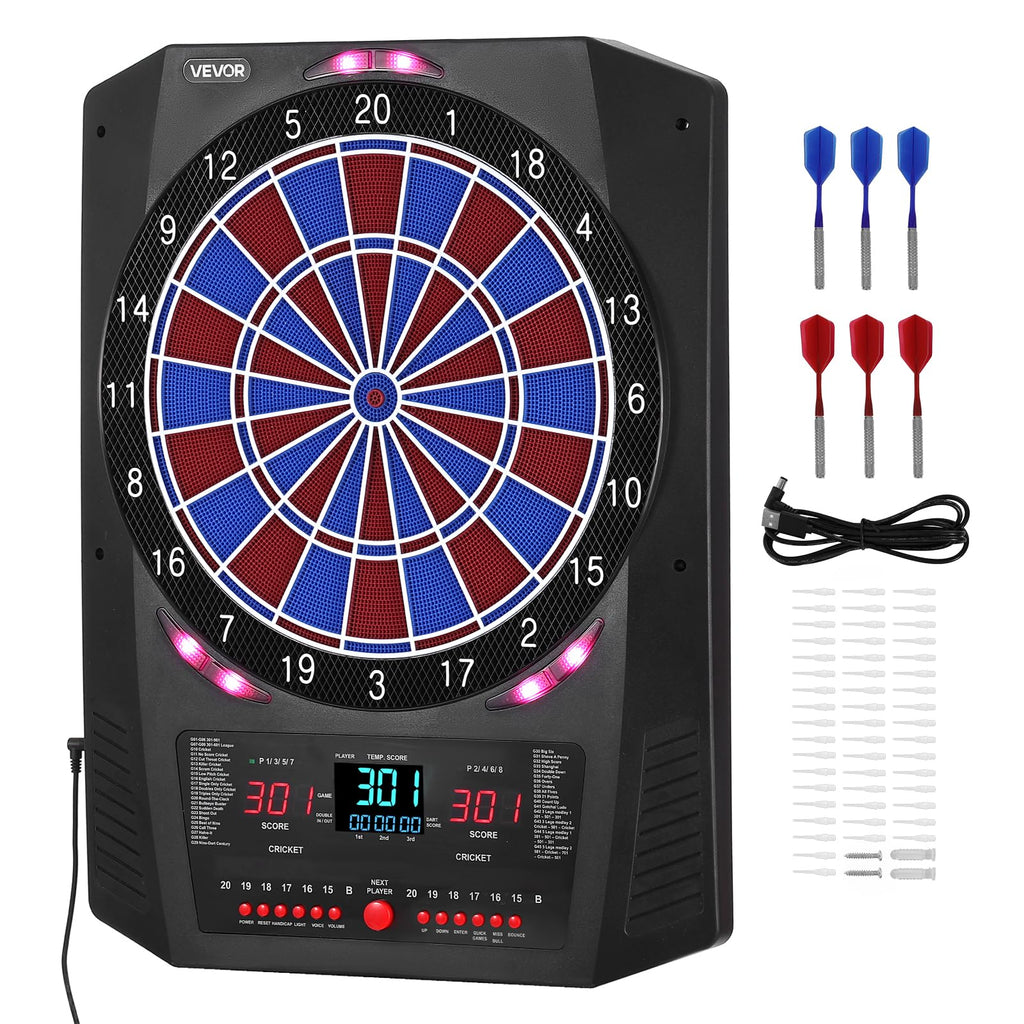 VEVOR Electronic Dart Board, 13.5 Target Dartboard with 45 Games & 474 Variations for Up to 8 Players, 6 Dart Shafts with Flight