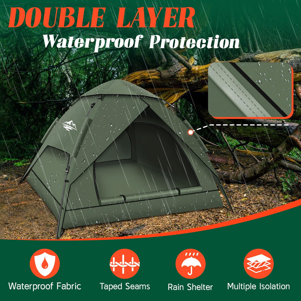 Pop Up Tents For Camping,2-3 Person Tent Easy Setup,Waterproof & Windproof Camping Tents, 60S Instant Double Layer Tent For Trek