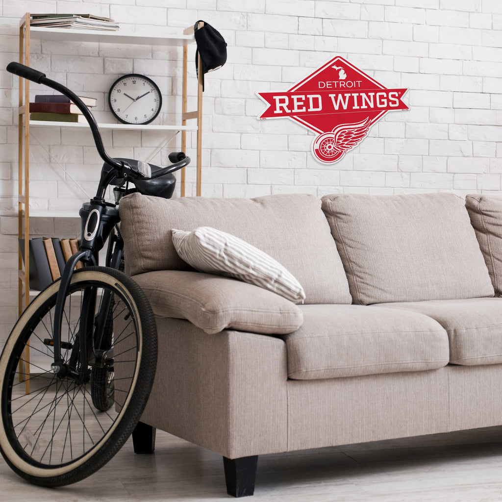 Rico Industries Nhl Detroit Red Wings Diamond Shape Cut Pennant - Home And Living Room D  Cor - Soft Felt Ez To Hang