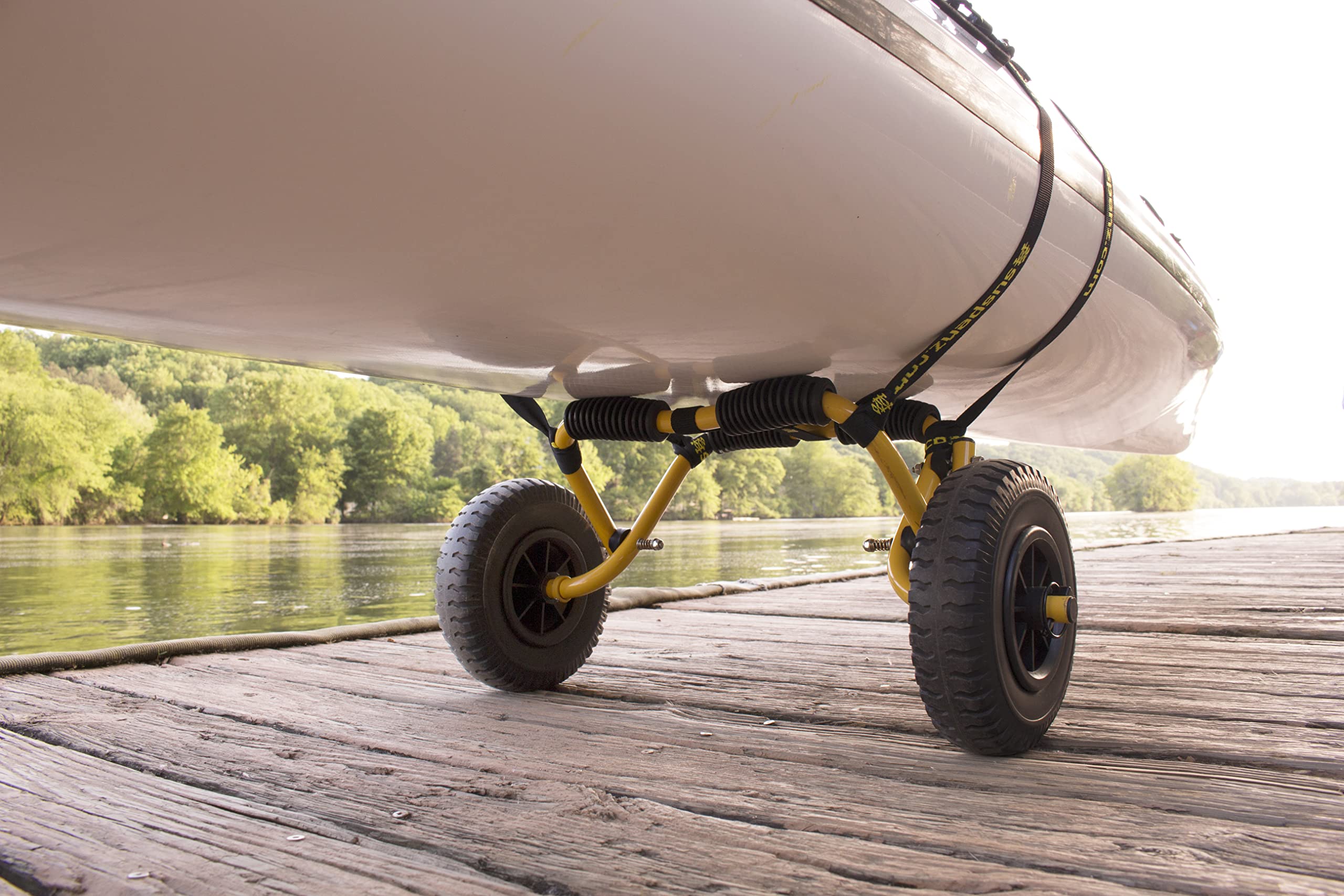 Suspenz Stowable Kayak Carrier Cart, Sk Trailer Cart With Airless Wheels And Straps, Yellow, (22-1166)