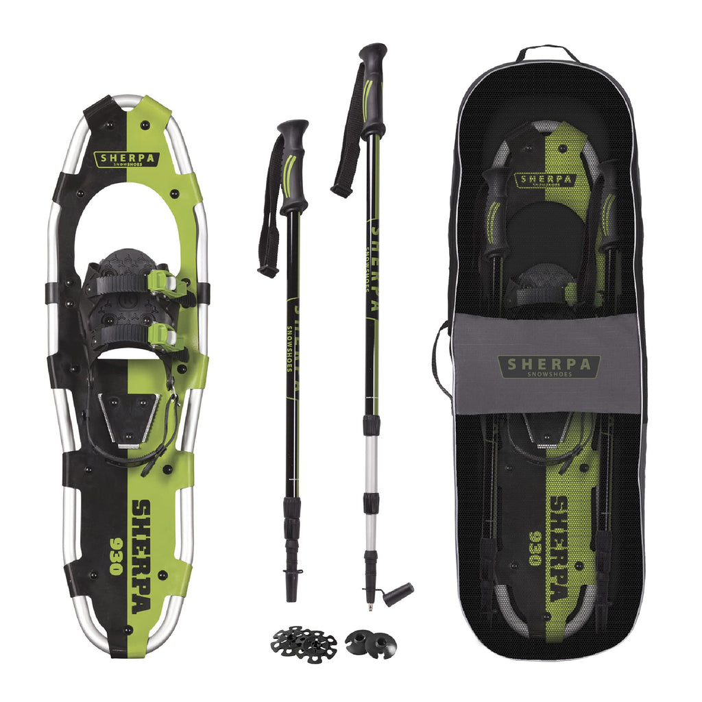 Yukon Charlie'S Sherpa Snowshoe Kit, 9-Inch X 30-Inch, Includes Snowshoes, Trekking Poles And Travel Bag