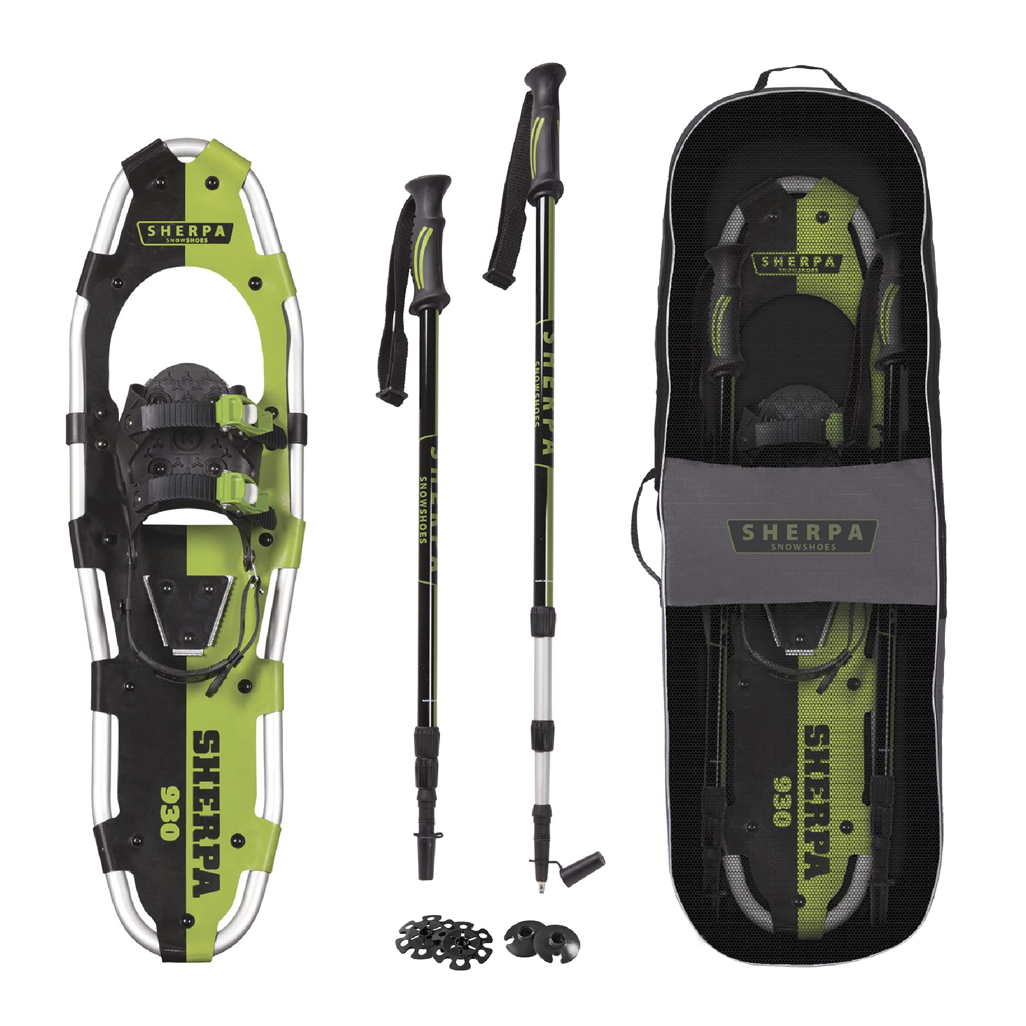 Yukon Charlie'S Sherpa Snowshoe Kit, 9-Inch X 30-Inch, Includes Snowshoes, Trekking Poles And Travel Bag