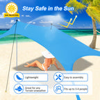 Beach Canopy Tent Sun Shade With Upf 50+ Uv Protection, Beach Tent Sun Shelter With Sandbags, Poles And Ground Pegs And Anti-Win