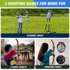 HYES 2 Pack Kids Bow and Arrow, LED Light Up Archery Set with 24 Suction Cup Arrows, Indoor Outdoor Sport Dinosaur Toys Gifts fo