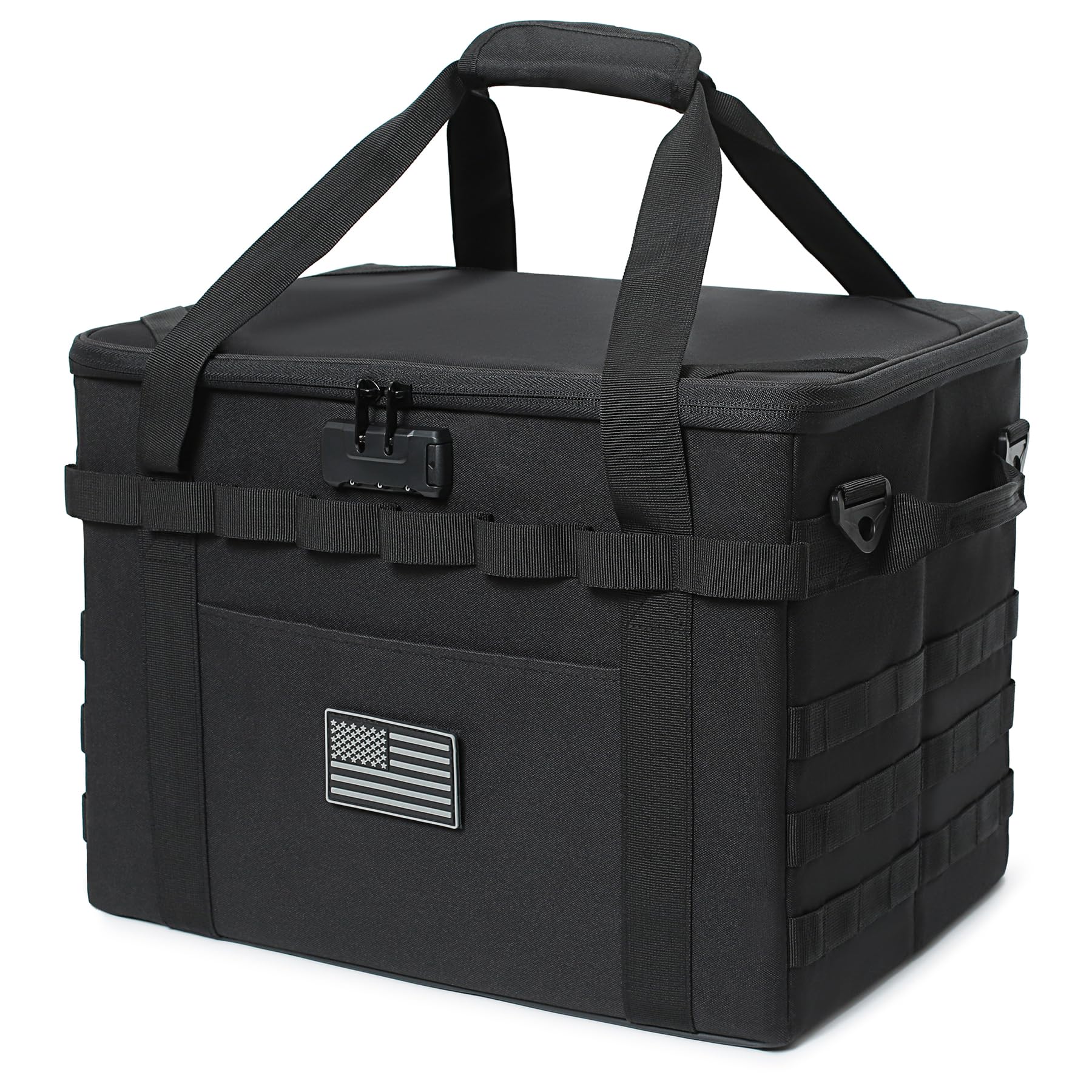 Lemubeane Tactical Camping Storage Bag - 38L Utility Tote Bag Organizer With Combination Lock And Shoulder Strap (Black, 38L)