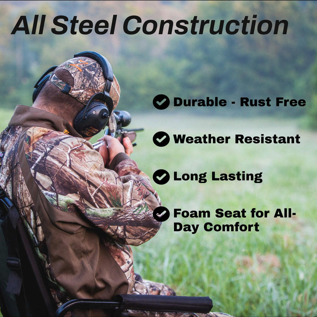 Benchmaster Sniper Seat Shooting Chair With Shooting Rest, 360 Degree Rotation, Adjustable Recline, Removable Arms, Adjustable L