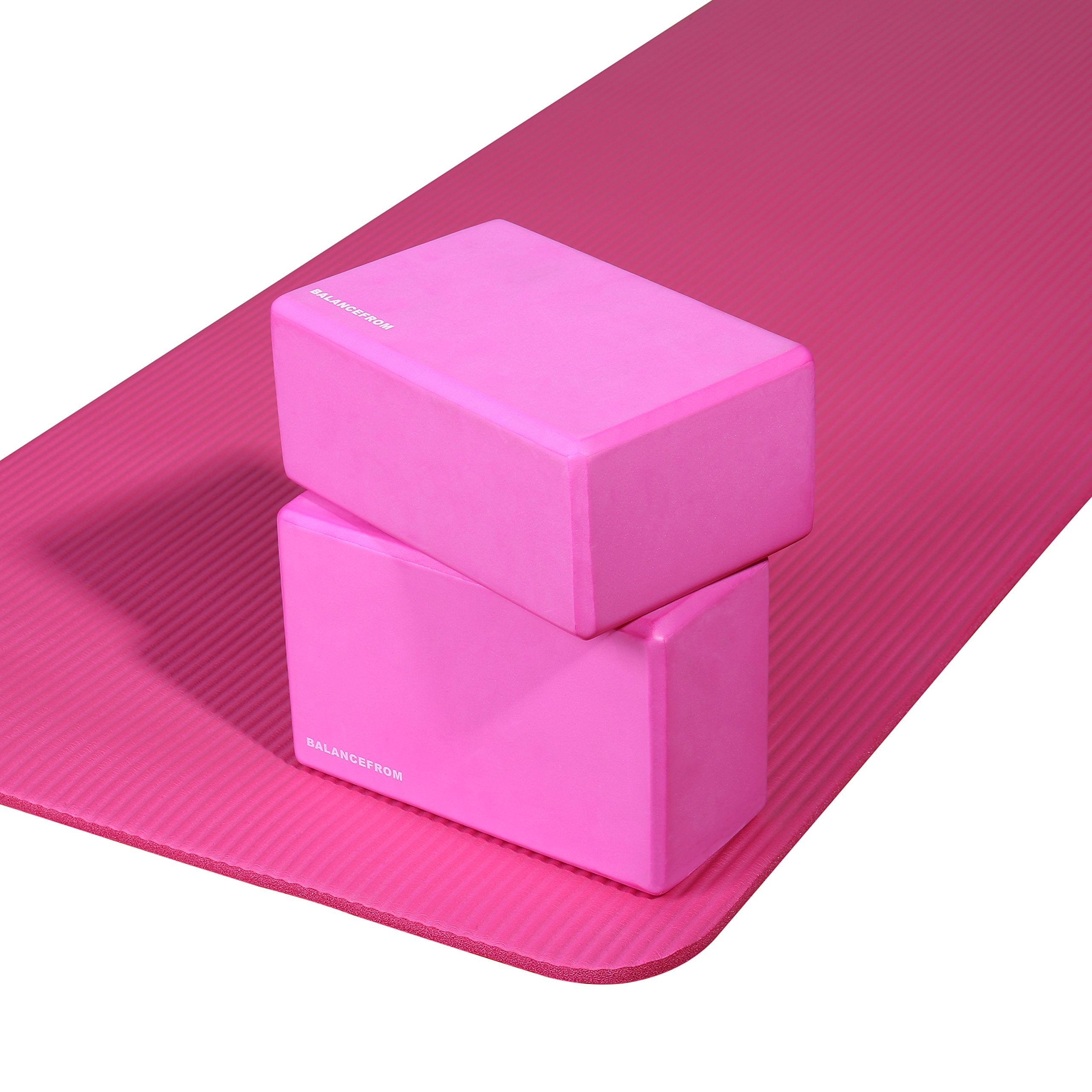 Fitvids Set of 2 High Density Yoga Blocks, 9x6x4 Each, Pair (Pink)