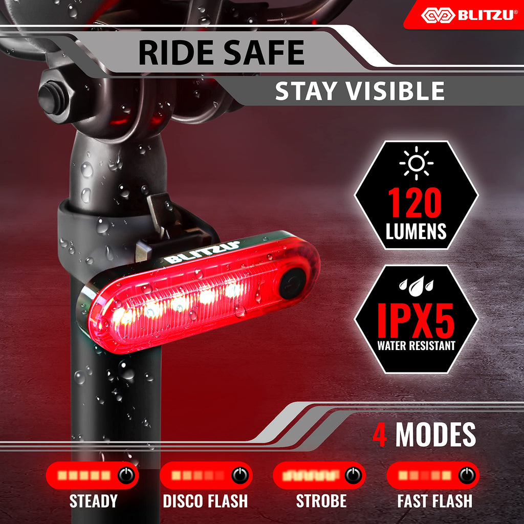Stocking Stuffers For Men - Blitzu Gator 390 Rechargeable Bike Light Set - Night Riding Accessories, Cool Gadgets White Elephant