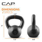 Cap Barbell Black Cast Iron Kettlebell | 25 Pounds