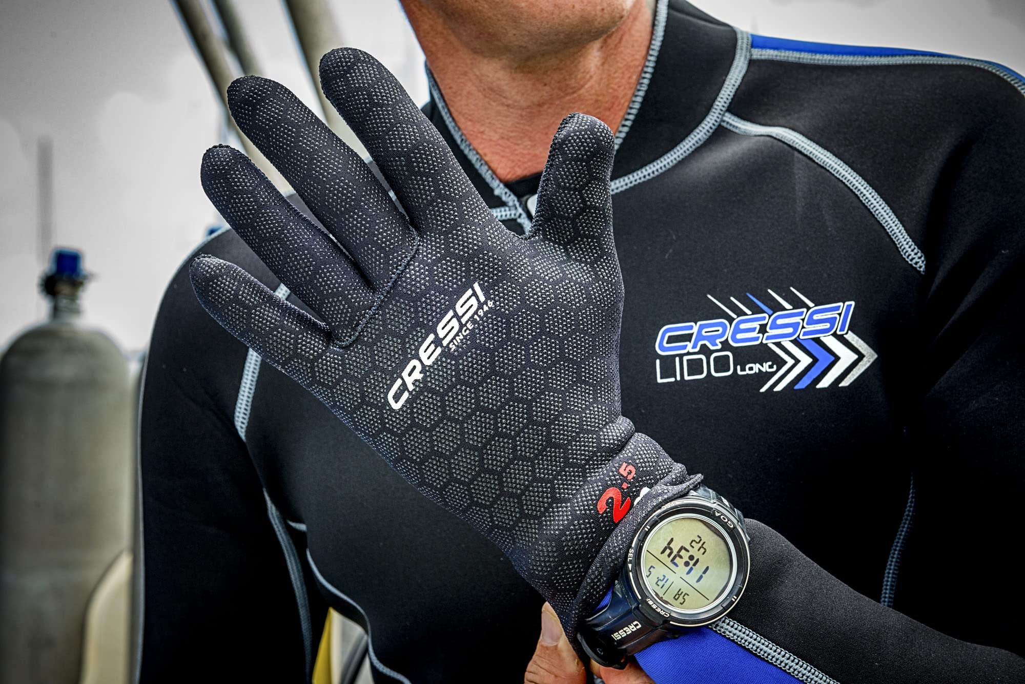 Cressi High Stretch Gloves, Black, 2.5 Mm, L
