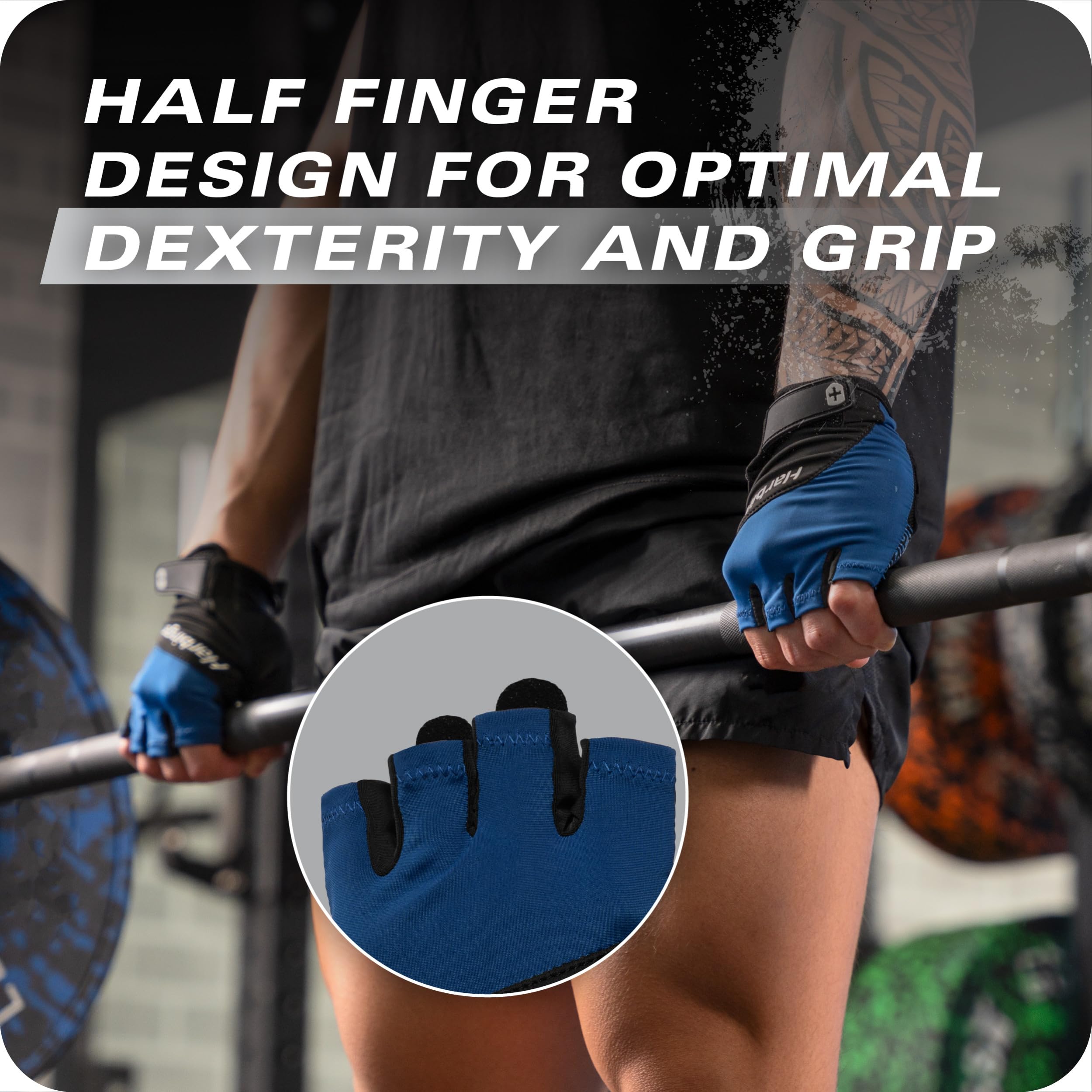Harbinger Training Grip Gloves 3.0 - Durable, Padded Leather Palm, Enhanced Grip, Breathable 4-Way Stretch Lycra, Adjustable Hoo