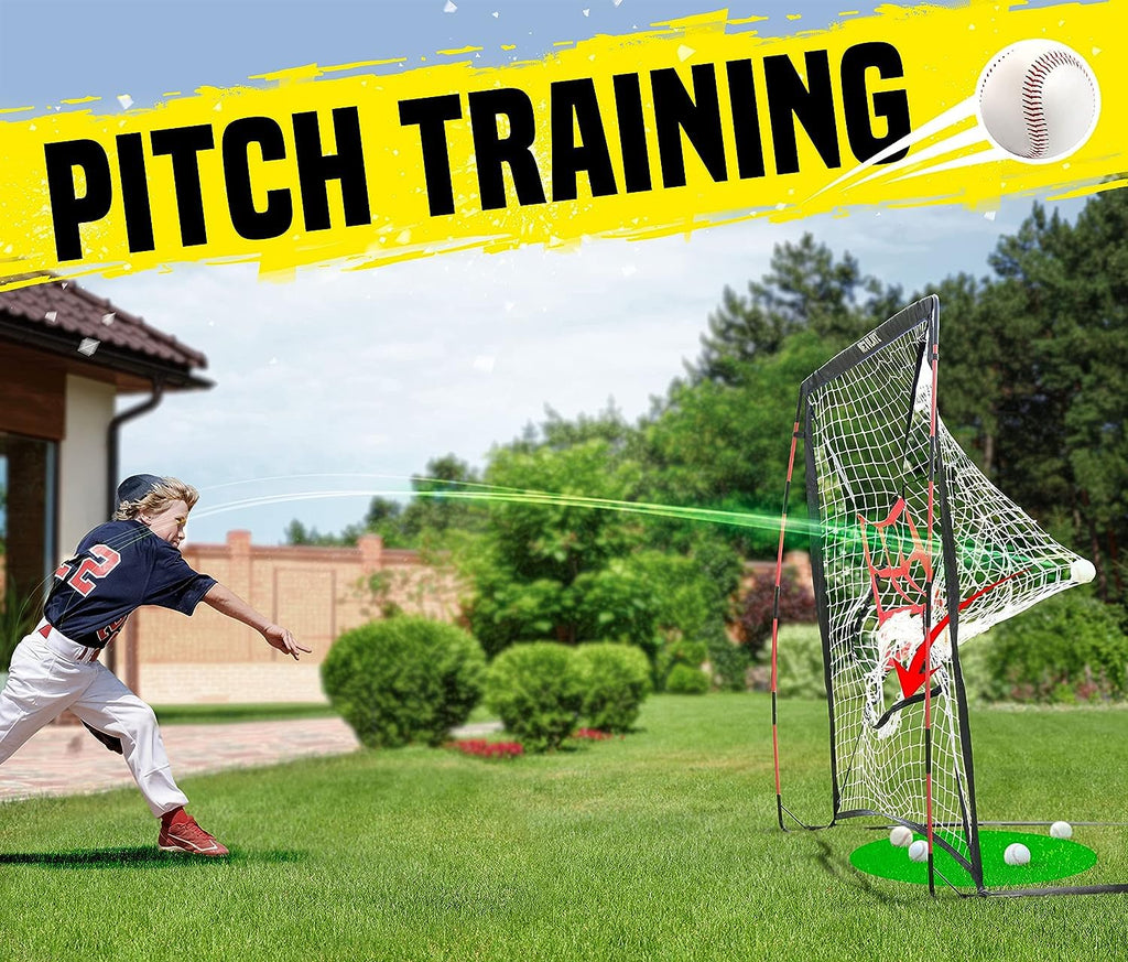 Baseball Net - Pitching & Hitting Net (9 Strike Zone, Portable & Quick-Fold) Gifts for Kids & Teens | Training Aids Equipment 5