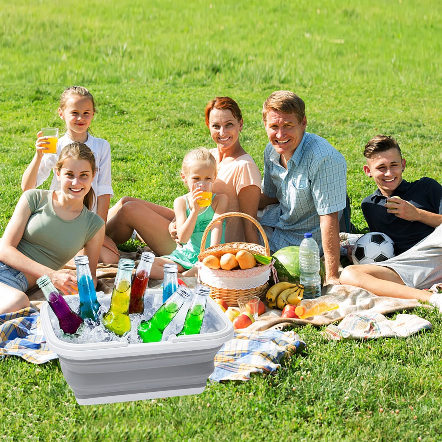 Yeto Collapsible Sink 2 Pack Outdoor Camping Picnic Basket 8L/2Gal Lightweight Portable Foldable Dish Washing Basin/Bucket With