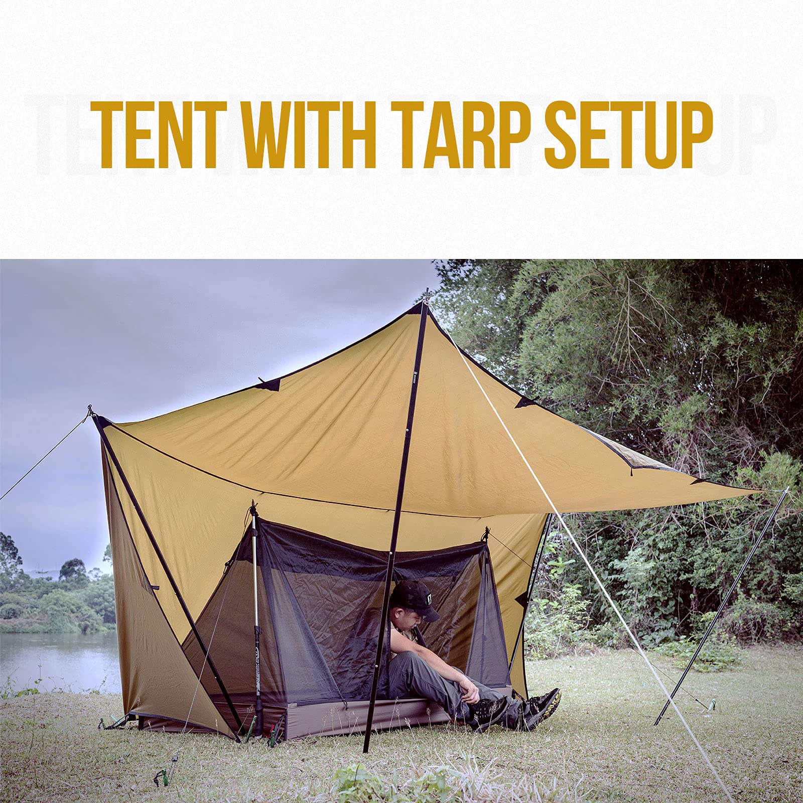 Onetigris Solo Mesh Screen Room With 3000 Waterproof Bathtub Floor, Ultralight 1 Person Screen House For Camping Backpacking Hik