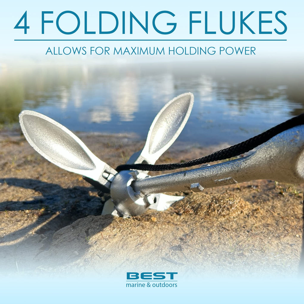 Best Marine Boat Anchor | 3.5 Pound Kayak Anchor Kit | Folding Anchor System For Sup Paddle Board, Jet Ski, Canoe & Pwc | Kayak