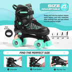 PAPAISON Roller Skates for Girls Ages 8-12, Adjustable Size Youth Women Quad Skates with Light up Wheels Indoor Outdoor