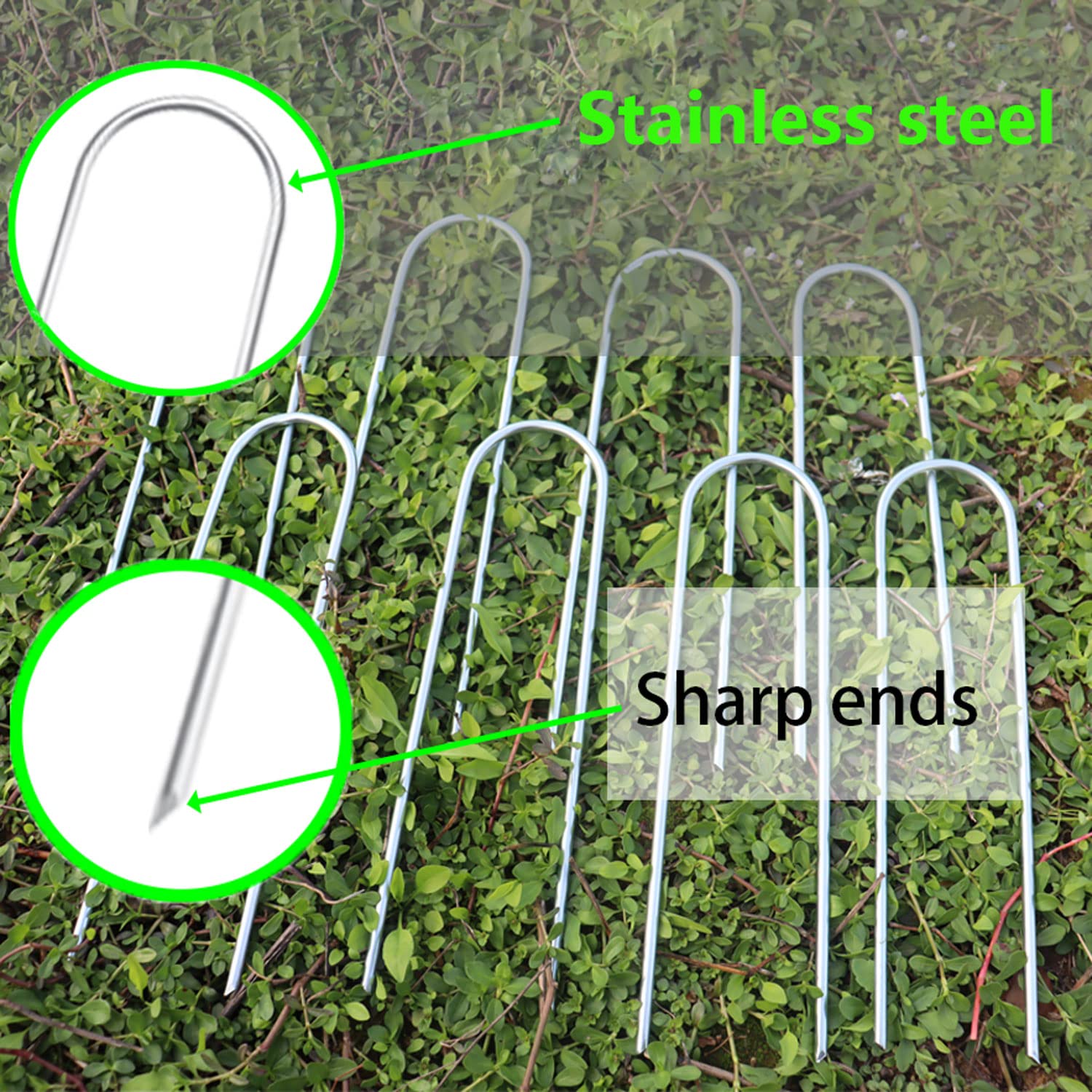 Heavy Duty Trampoline Stakes Anchors High Wind Stakes U- Shaped Sharp Ends Ground Anchor Galvanized Steel 11.8Inch Safety Stakes