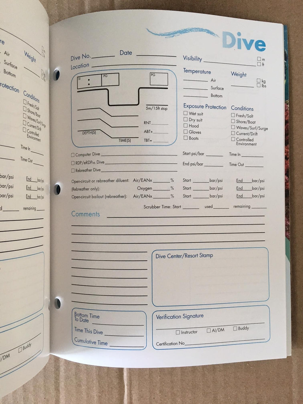 Padi Diver'S Blue Log And Training Record (70047) Rev. 3.0