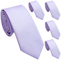 Zenxus Solid Skinny Ties For Men, 25 Inch Slim Lilac Lavender Ties Bulk For Wedding And Activities, 5-Pack