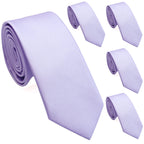 Zenxus Solid Skinny Ties For Men, 25 Inch Slim Lilac Lavender Ties Bulk For Wedding And Activities, 5-Pack