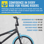 Kent International Pro 20-20 Inch Bmx Bike With Front & Rear Hand Brakes And Padded Bmx Saddle - Sturdy Bicycle For Kids With Ad