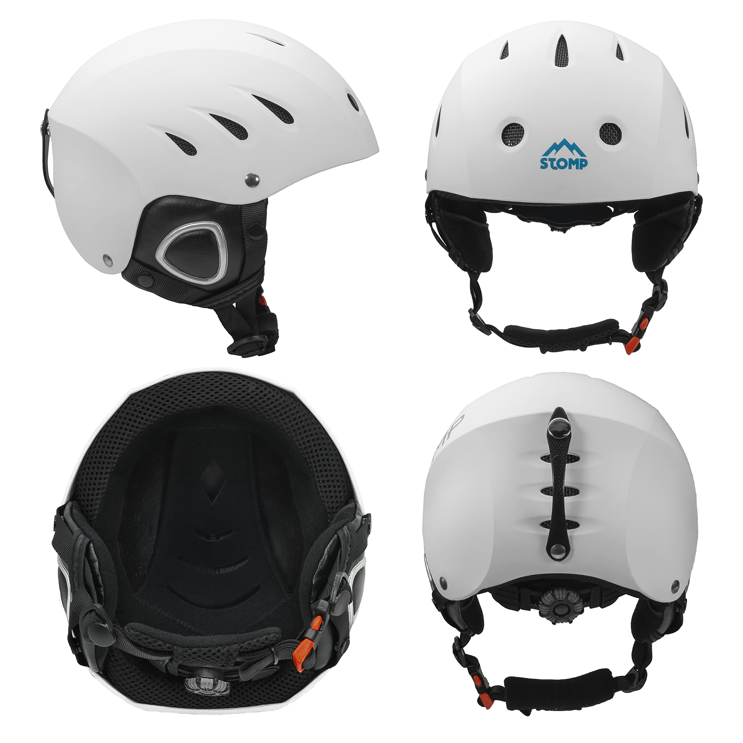 Stomp Ski & Snowboarding Snow Sports Helmet With Build-In Pocket In Ear Pads For Wireless Drop-In Headphone (Matte White, Large)