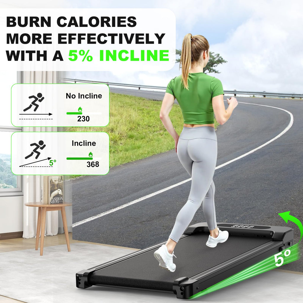 Under Desk Treadmill - 2.5Hp Portable Treadmill, Small Walking Pad With Incline, Compact Treadmills For Office Home, Remote Cont